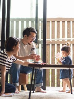 デッキ前ご家族